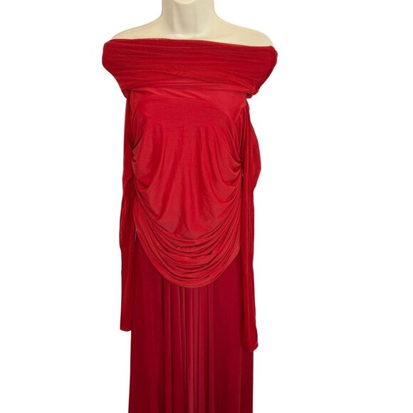 Deme by Gabriella RED Carla Off Shoulder Maxi Gown - Size XS - Picture 4 of 11